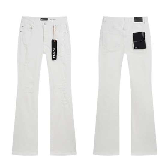 White Flared Denim Jeans with Light Distressing